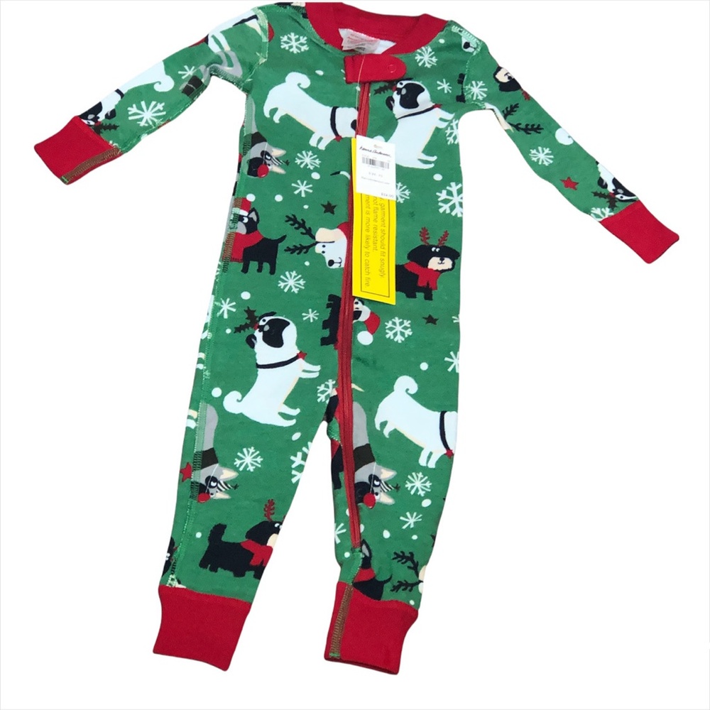 Hanna Anderson Baby Holiday Dog Print One-Piece Zip Sleeper US 6-12 Mos …